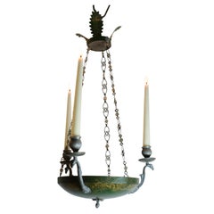 Small Antique Swedish 3-light chandelier, early 19th c