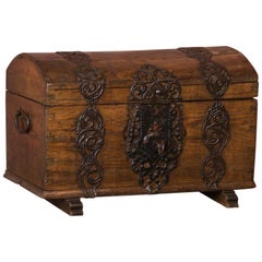 Small Antique Swedish Baroque Dome Top Trunk