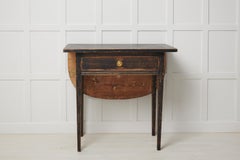 Small Antique Swedish Black Pine Extendable Table in Gustavian Style