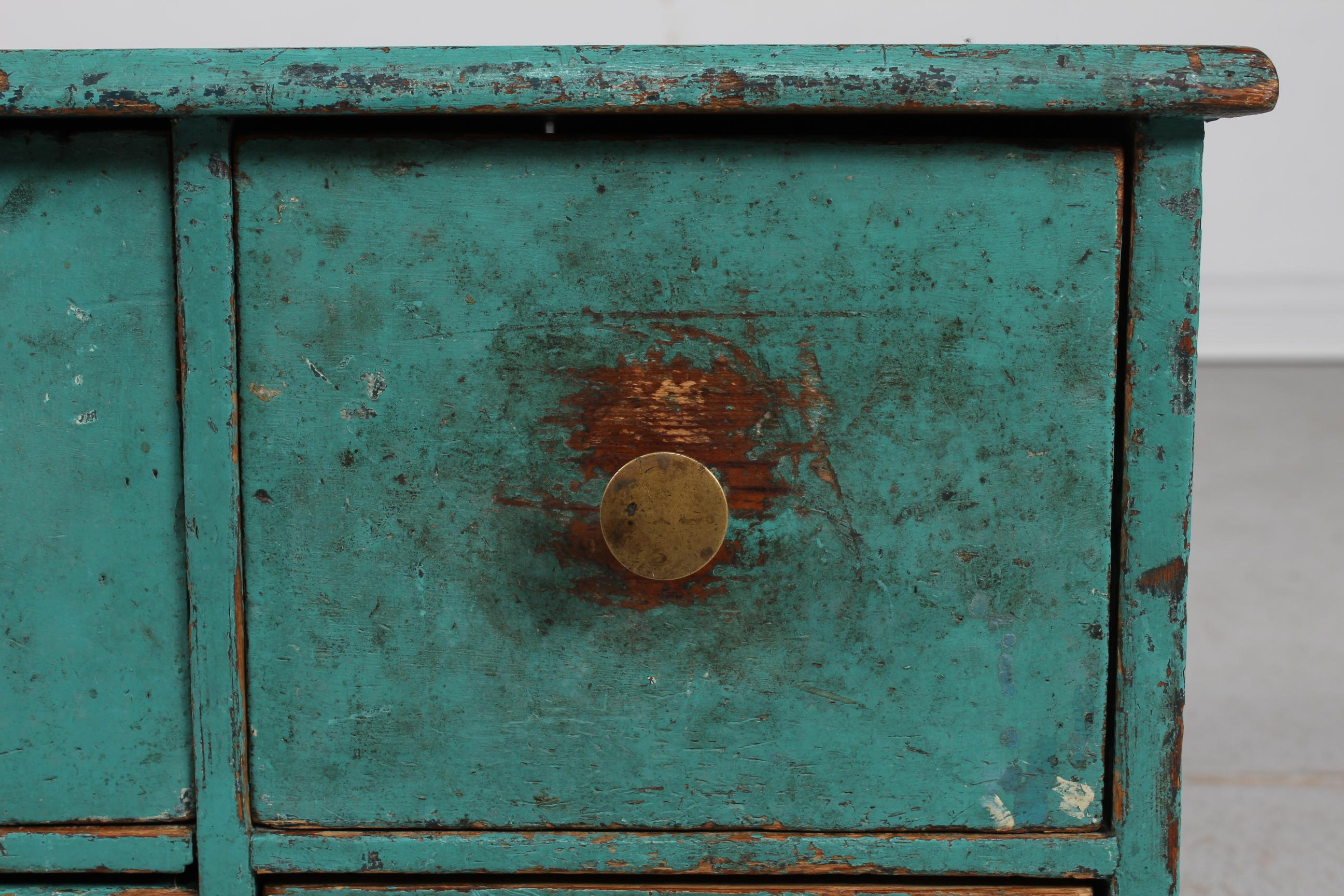 Small Antique Swedish Chest of Drawers/Filing Cabinet Great Green Patina 1880s 1