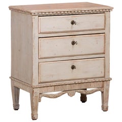 Small Antique Swedish Gustavian Chest of Drawers Painted White