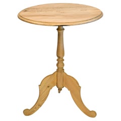 Small Antique Swedish Karl Johan Oval Pedestal Table in Pine, C. 1825