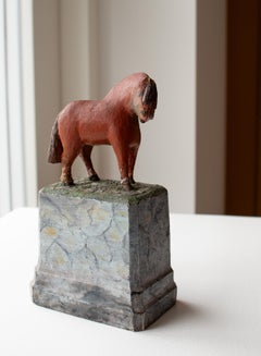 Small Antique Swedish Red-painted Horse in Wood, 1900th