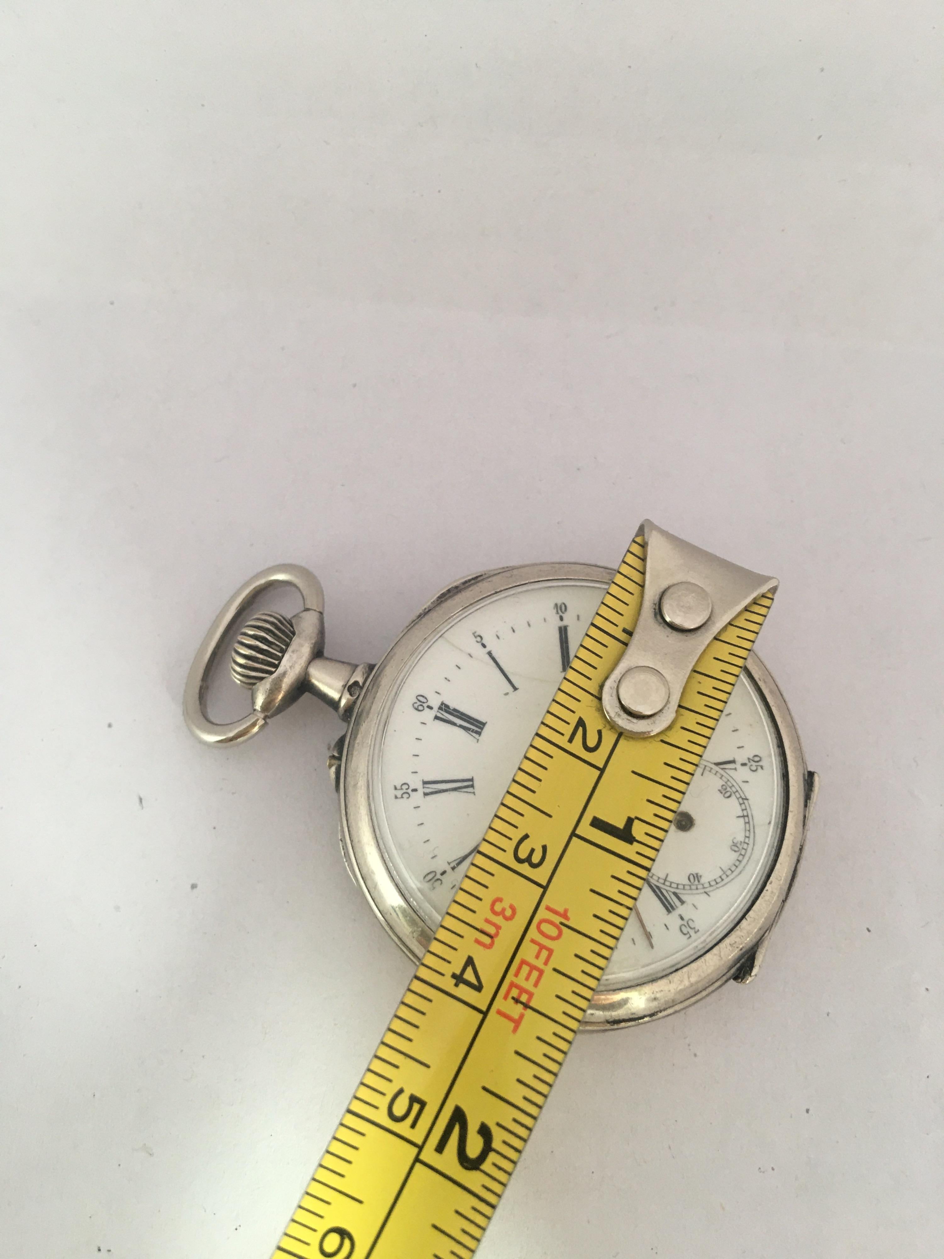 Small Antique Swiss Mechanical Silver Pocket Watch For Sale 3
