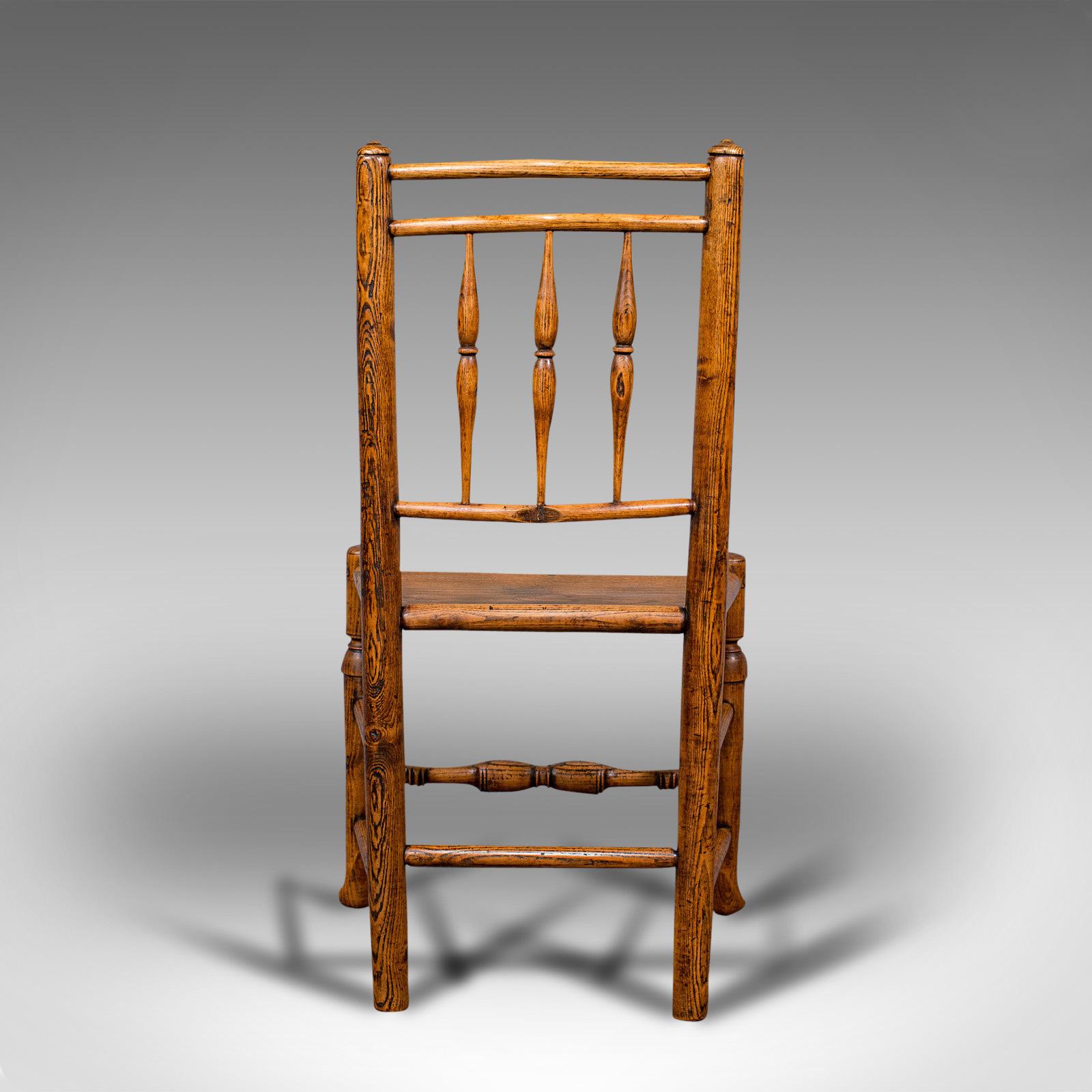 19th Century Small Antique Tanner's Chair, English, Ash, Elm, Spindle Back, Seat, Victorian