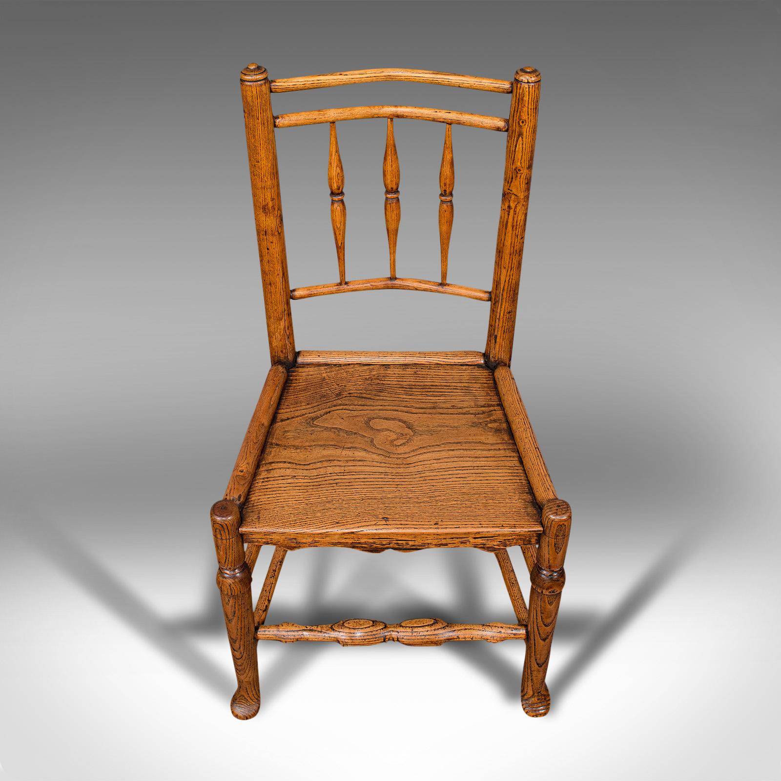 Small Antique Tanner's Chair, English, Ash, Elm, Spindle Back, Seat, Victorian 2