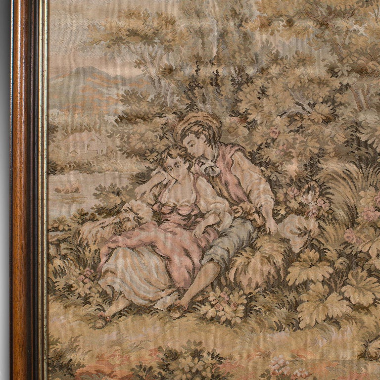 Tapisserie Vintage Belge Ou Française - Couple à La Campagne - 50x50 Cm (20x20 Pouces) - Non Encadrée