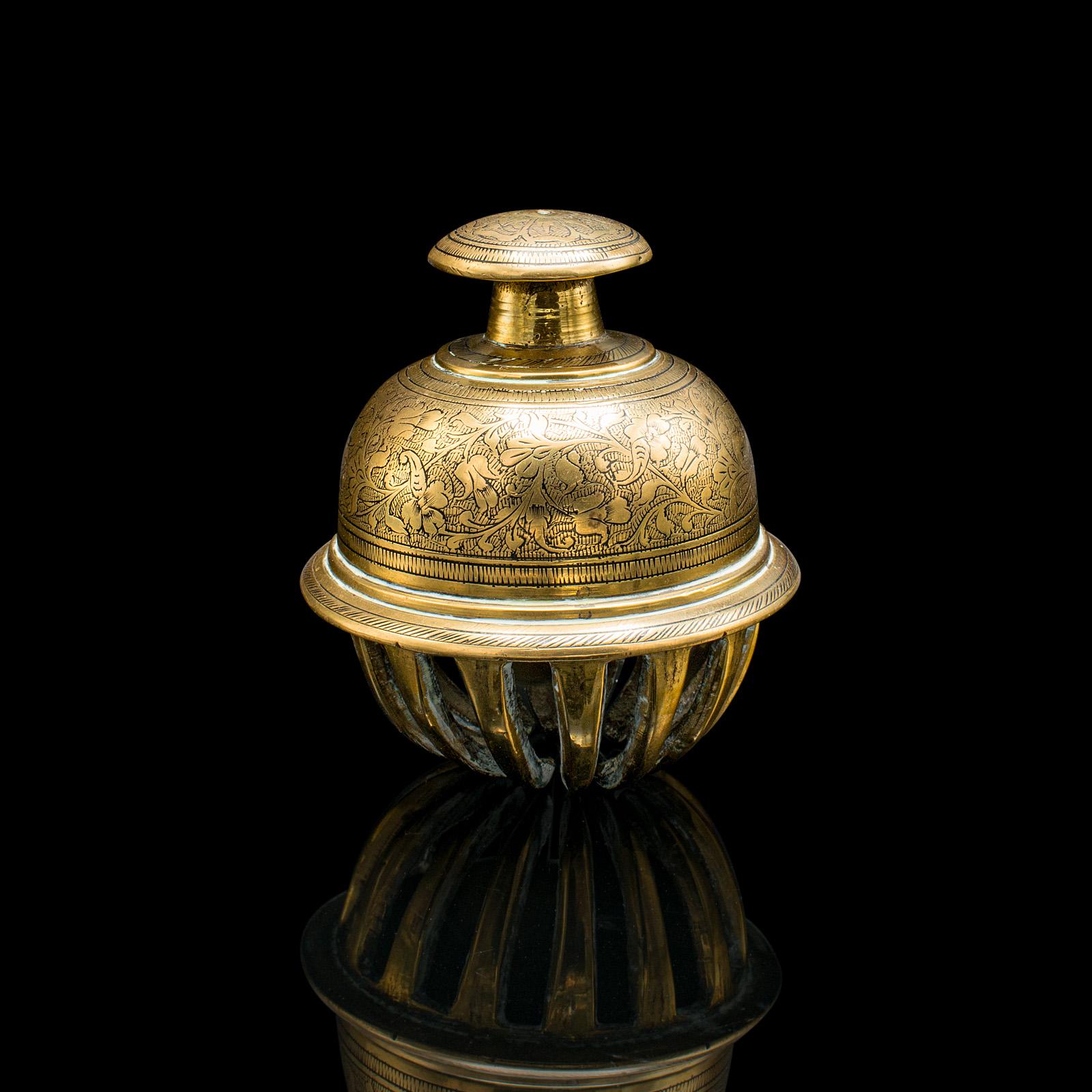 Chinese Small Antique Temple Bell, Oriental, Brass Tea Calling Chime, Early 20th Century
