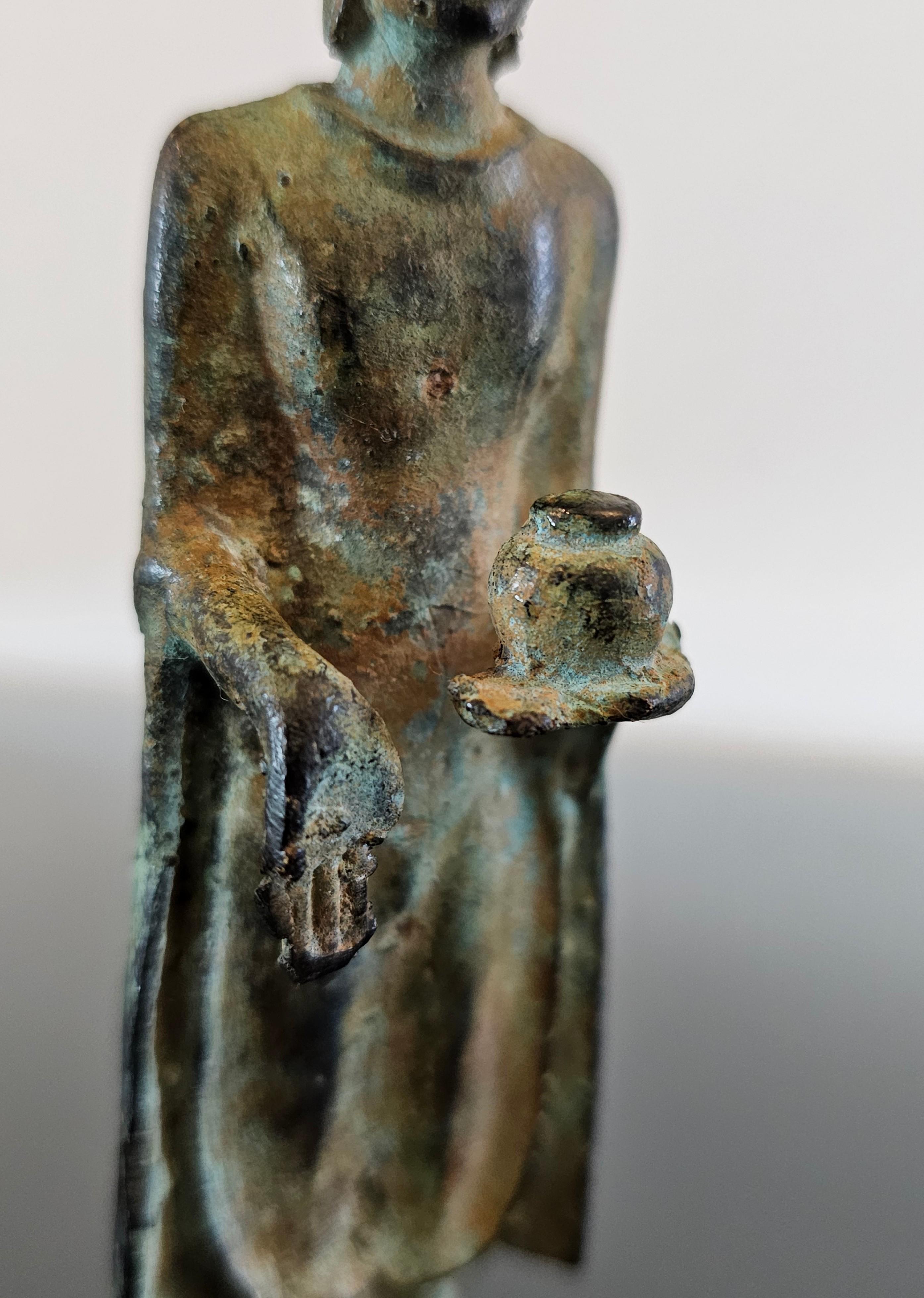 Antike thailändische Buddha-Figur aus Bronze aus der Ayutthaya-Periode, heilende Medizin, Buddha-Statue im Angebot 5