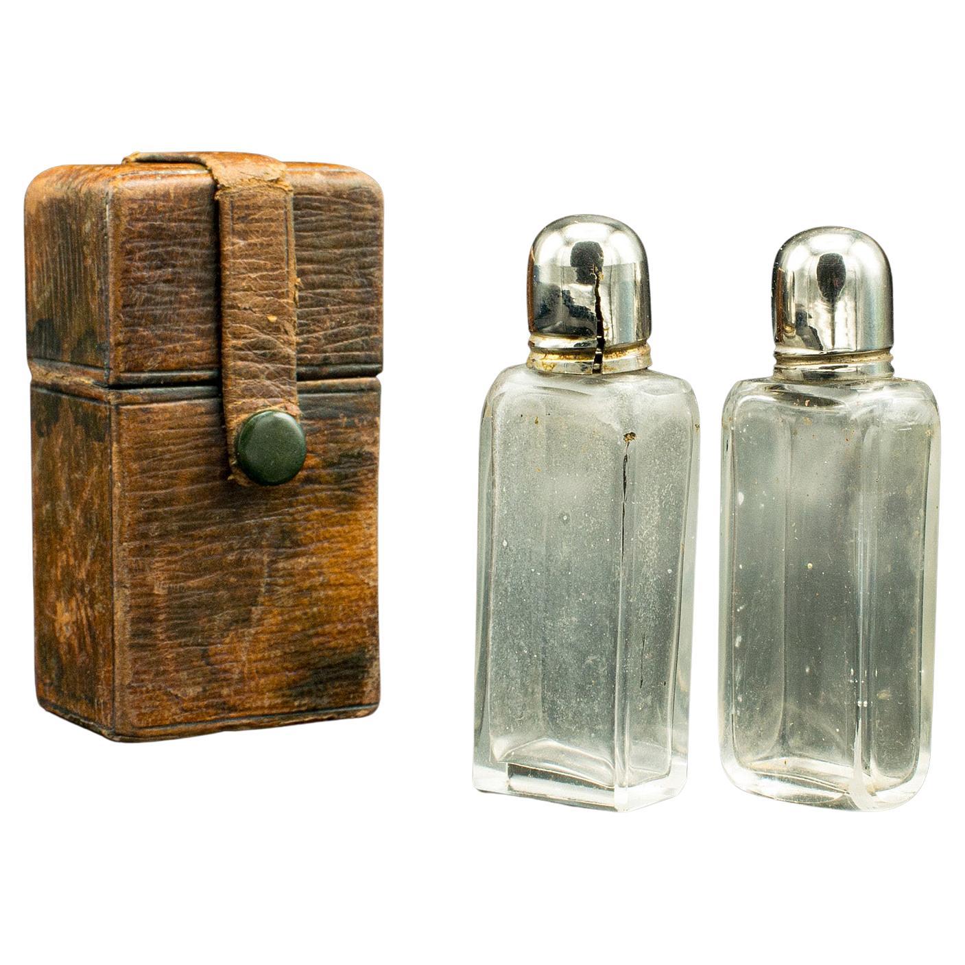 Antikes Reise-Parfümgehäuse für Reisende, englisch, Leder, nach Asprey, viktorianisch