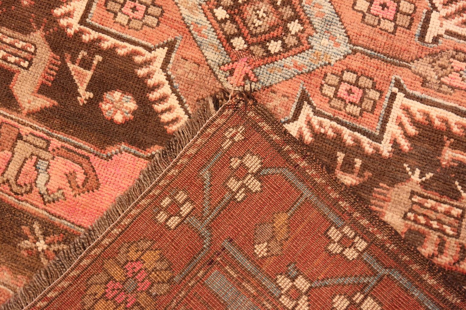 Small Antique Tribal Caucasian Kazak Rug. Size: 4 ft x 8 ft 2