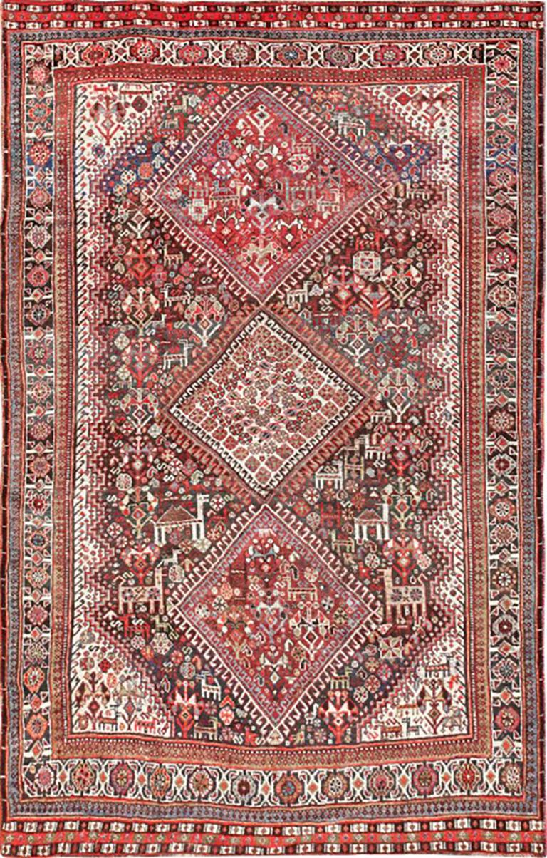 Eine schöne kleine Größe antike Tribal Design persischen Afshar Bereich Teppich, Herkunftsland: Persien, CIRCA Datum: Um die Wende des 20. Jahrhunderts