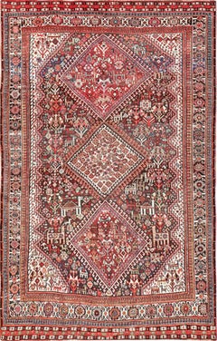 Small Antique Tribal Persian Afshar Area Rug 4'8" x 7'5"