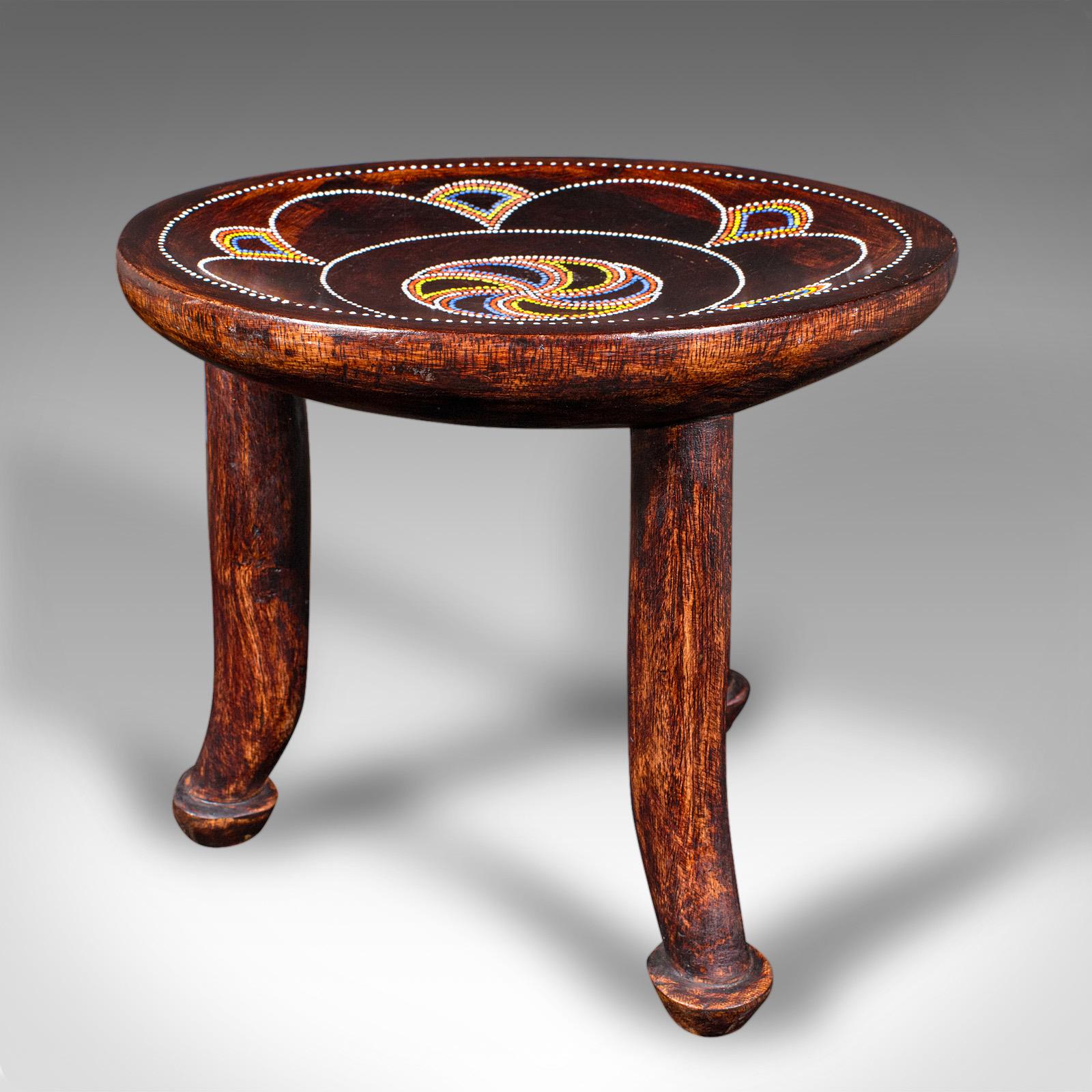 Small Antique Tribal Side Table, African, Fruitwood, Lamp, Stool, Late Victorian (Stammeskunst) im Angebot