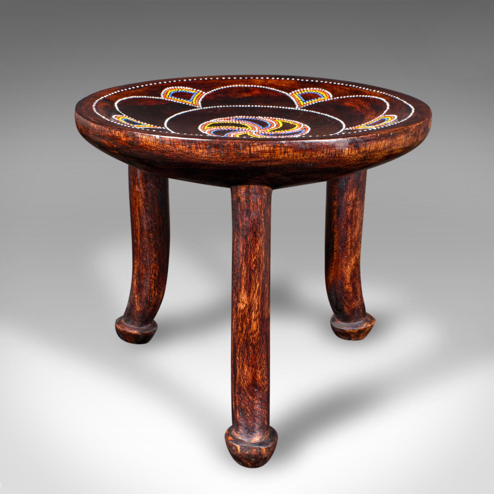Small Antique Tribal Side Table, African, Fruitwood, Lamp, Stool, Late Victorian (Kenianisch) im Angebot