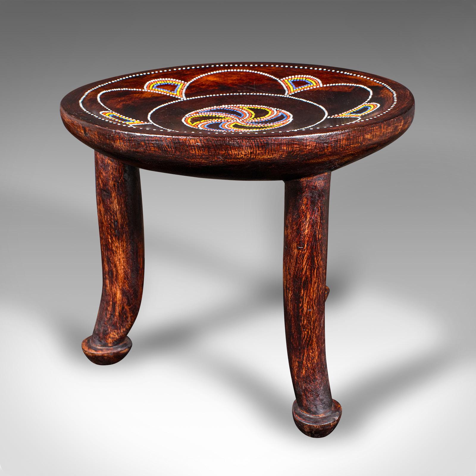 Small Antique Tribal Side Table, African, Fruitwood, Lamp, Stool, Late Victorian im Zustand „Gut“ im Angebot in Hele, Devon, GB