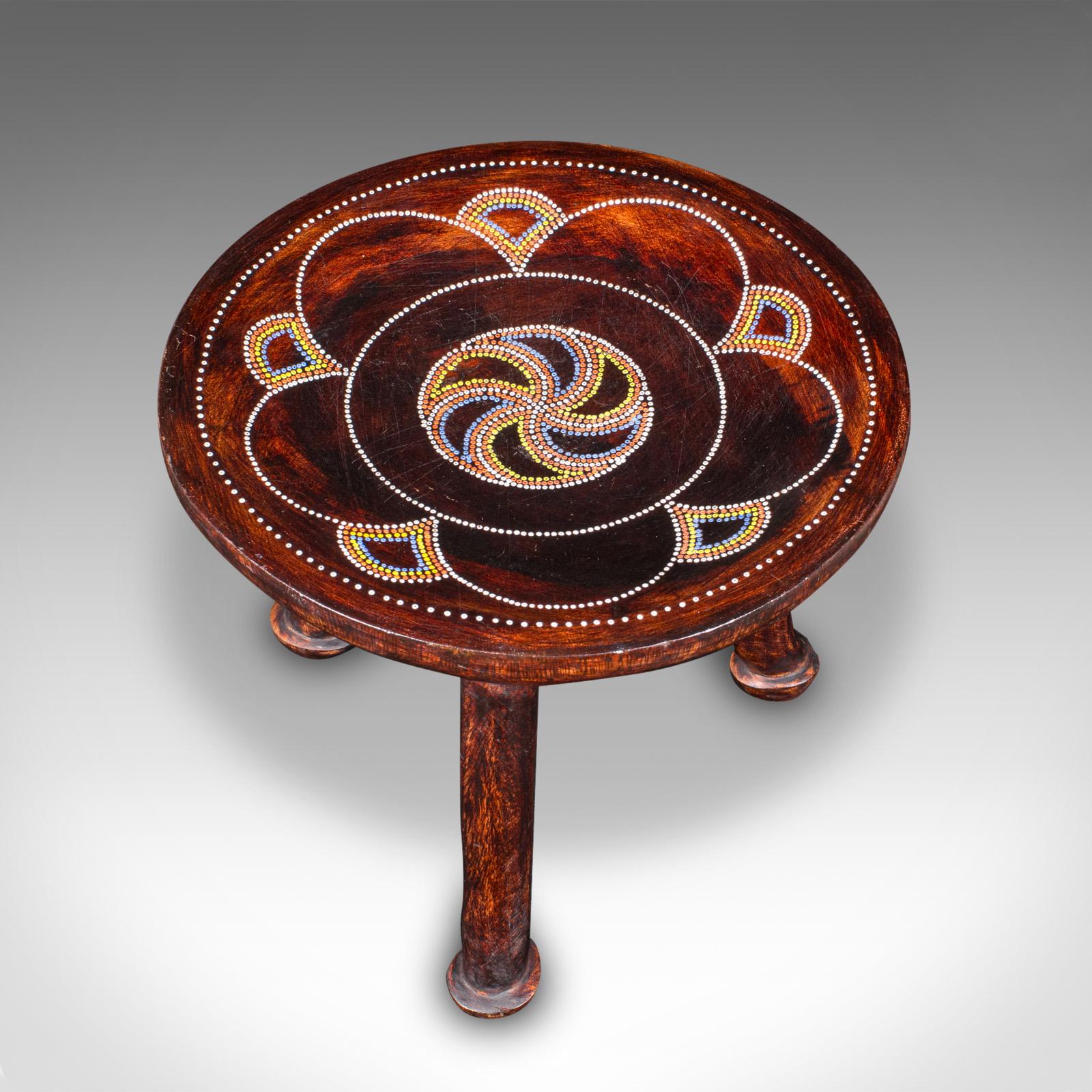 Small Antique Tribal Side Table, African, Fruitwood, Lamp, Stool, Late Victorian (20. Jahrhundert) im Angebot