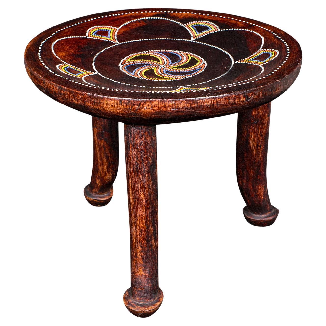 Small Antique Tribal Side Table, African, Fruitwood, Lamp, Stool, Late Victorian