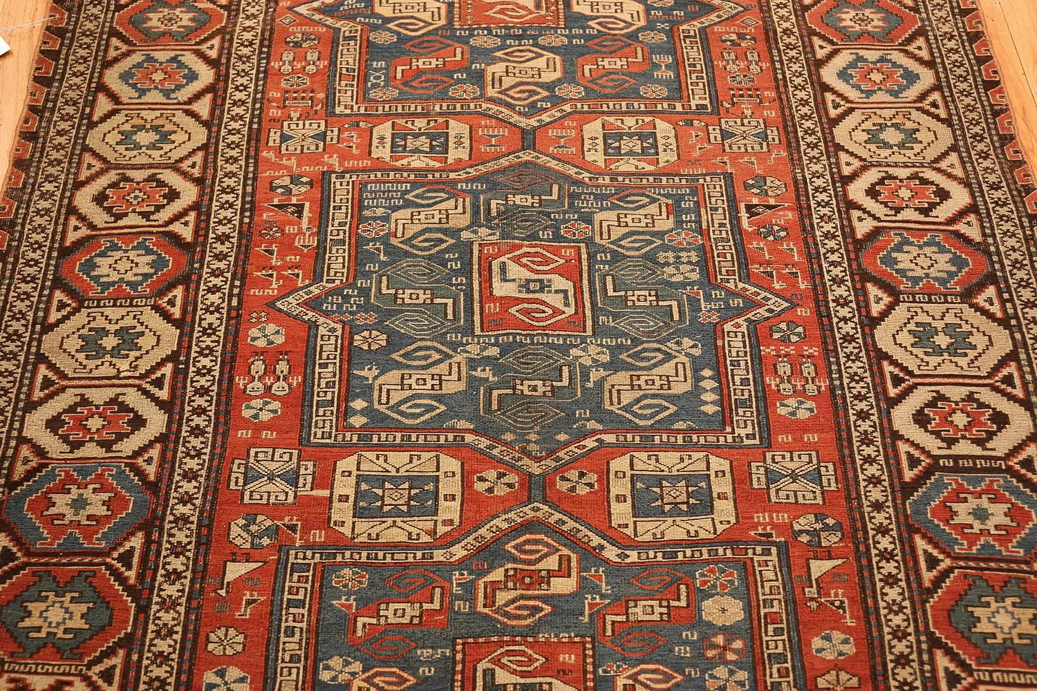 Small Antique Tribal Soumak Caucasian Rug. Size: 4 ft 4 in x 6 ft 5 in  3