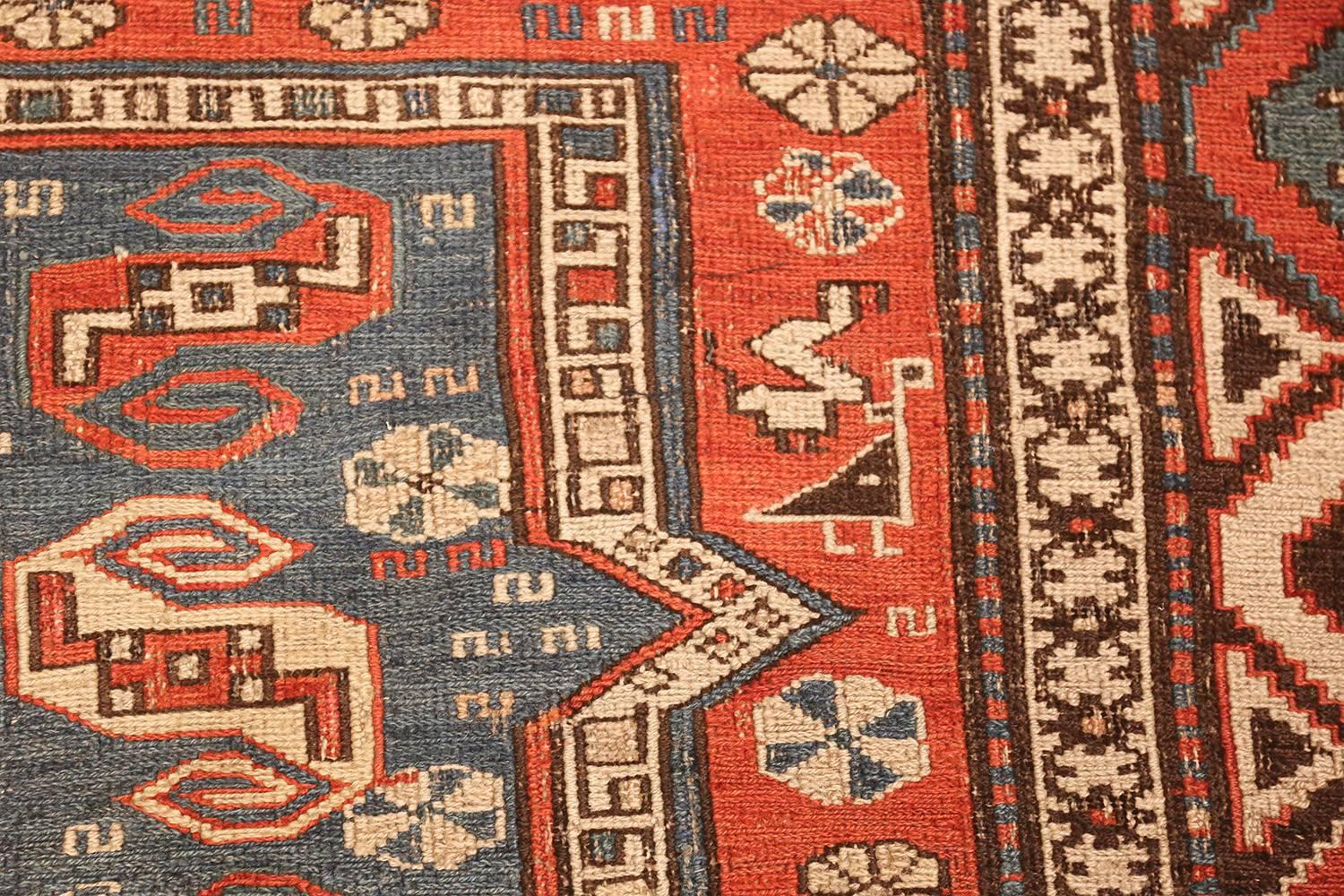 Sumak Small Antique Tribal Soumak Caucasian Rug. Size: 4 ft 4 in x 6 ft 5 in 