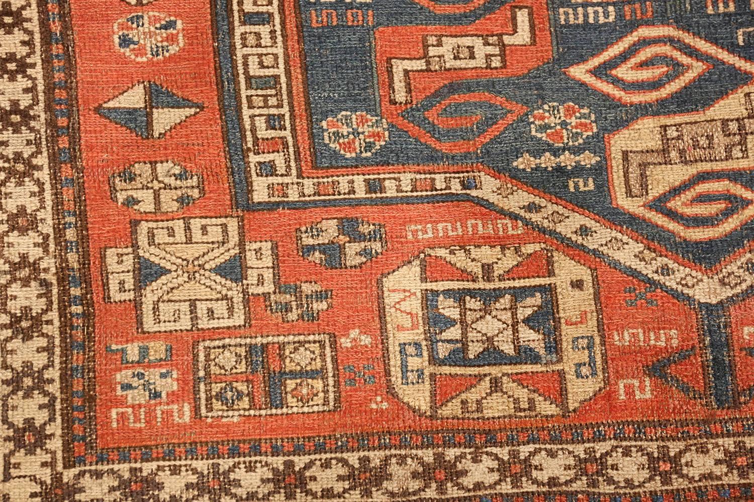 Hand-Woven Small Antique Tribal Soumak Caucasian Rug. Size: 4 ft 4 in x 6 ft 5 in 