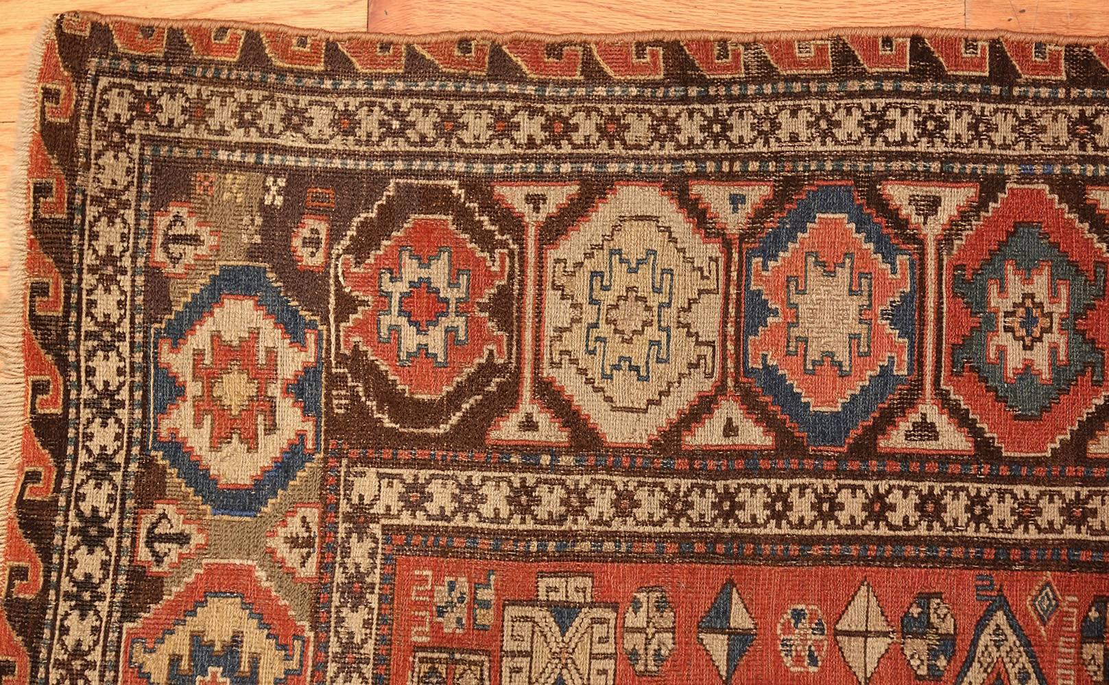 Small Antique Tribal Soumak Caucasian Rug. Size: 4 ft 4 in x 6 ft 5 in  1