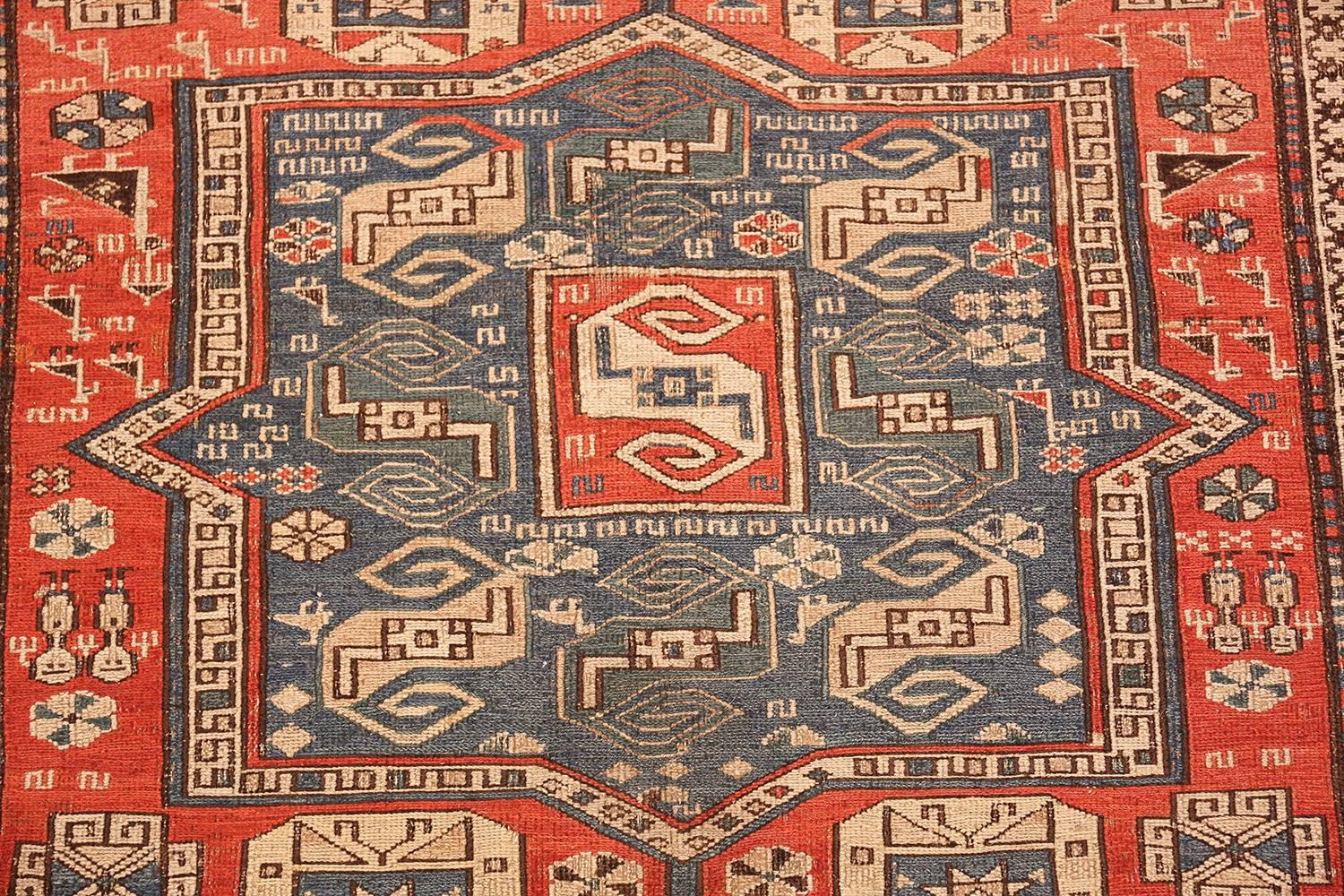 Small Antique Tribal Soumak Caucasian Rug. Size: 4 ft 4 in x 6 ft 5 in  2