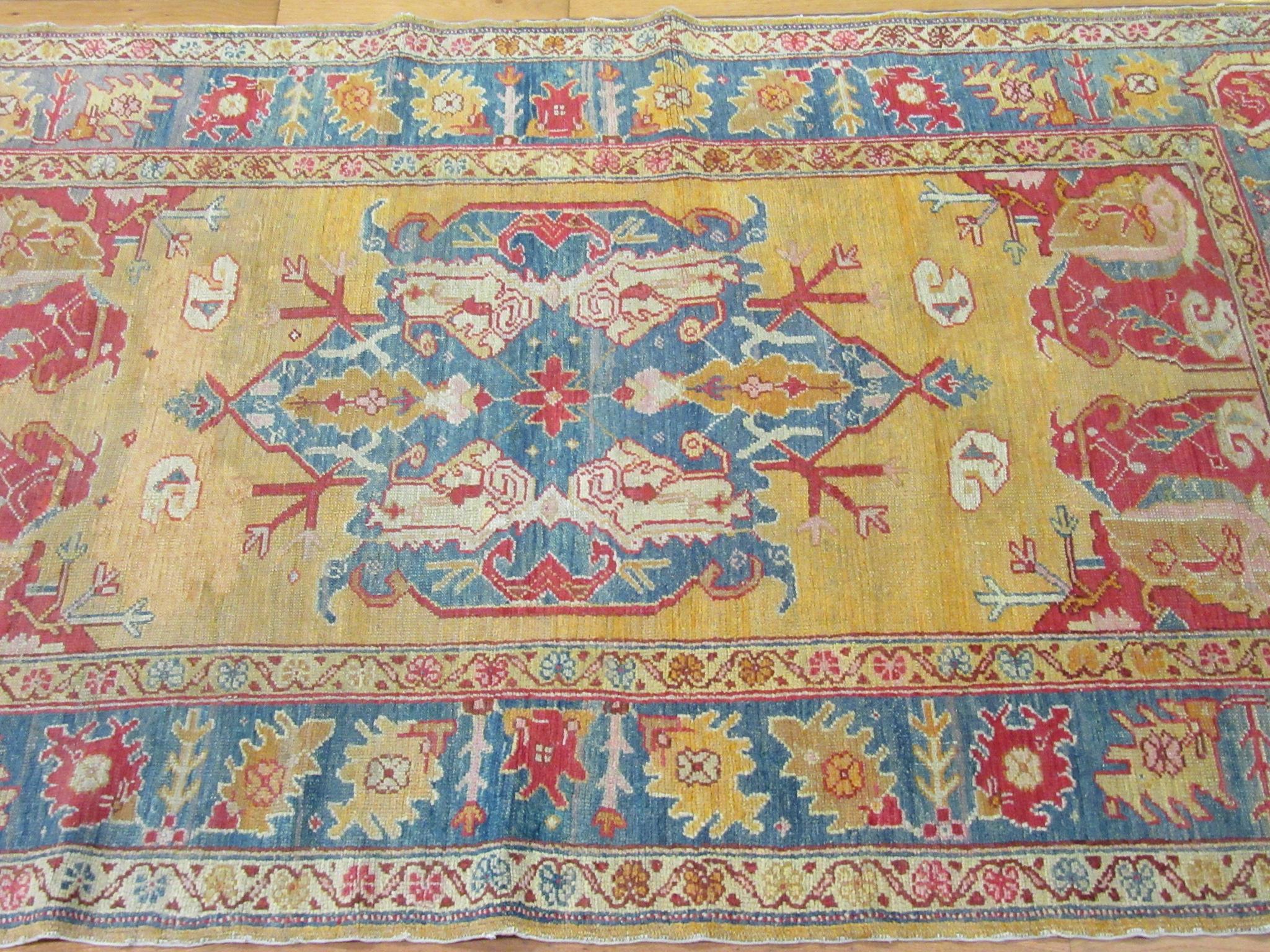 Small Antique Hand knotted Wool Turkish Oushak Rug For Sale 6