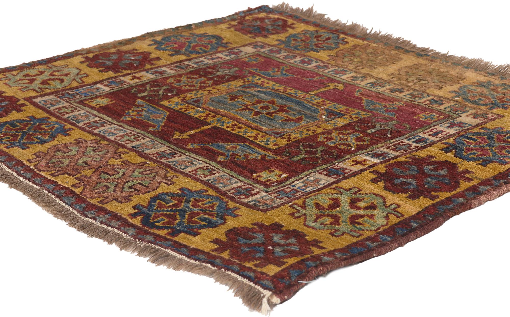 20th Century Small Antique Turkish Oushak Rug, Nomadic Charm Meets Anatolian Culture For Sale