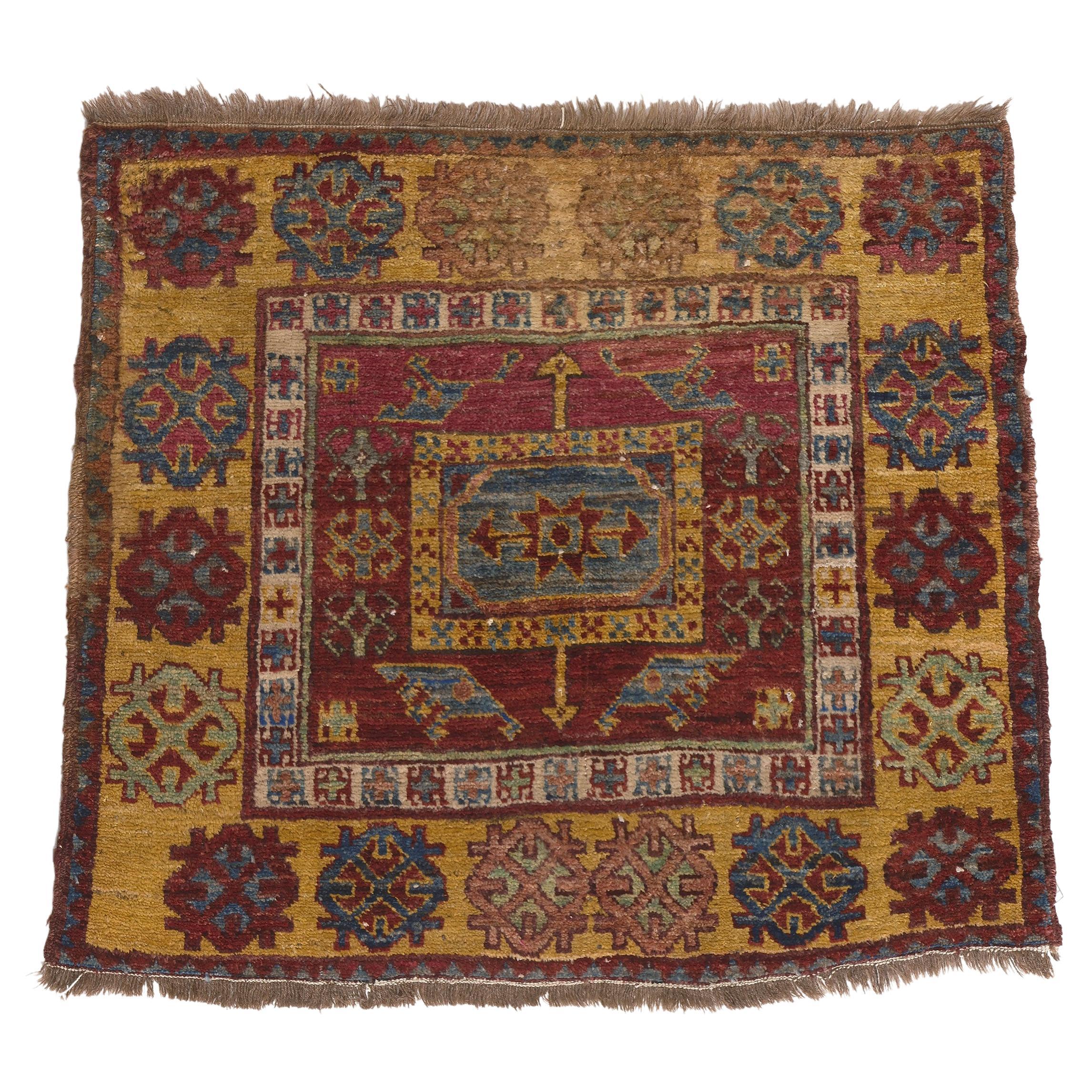 Small Antique Turkish Oushak Rug, Nomadic Charm Meets Anatolian Culture For Sale