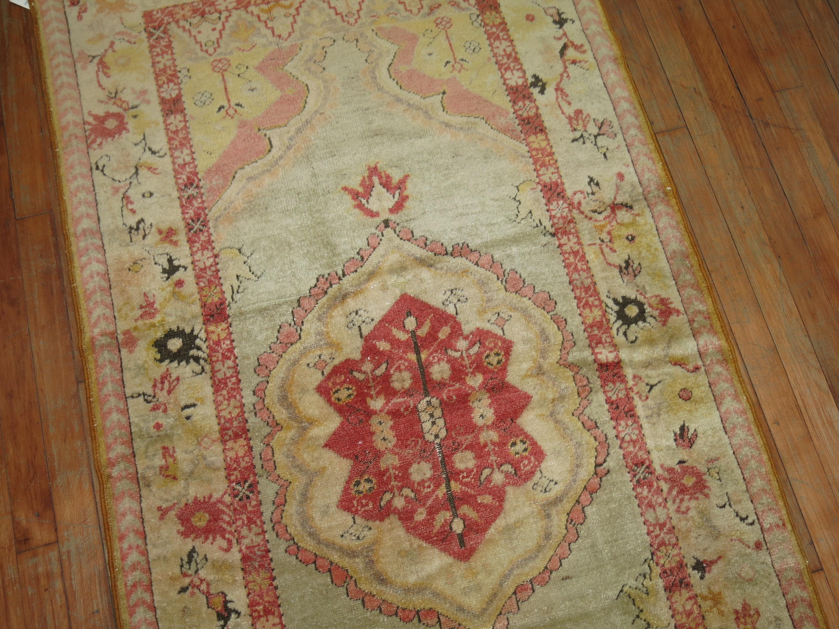 Small Antique Turkish Oushak Runner In Good Condition In New York, NY