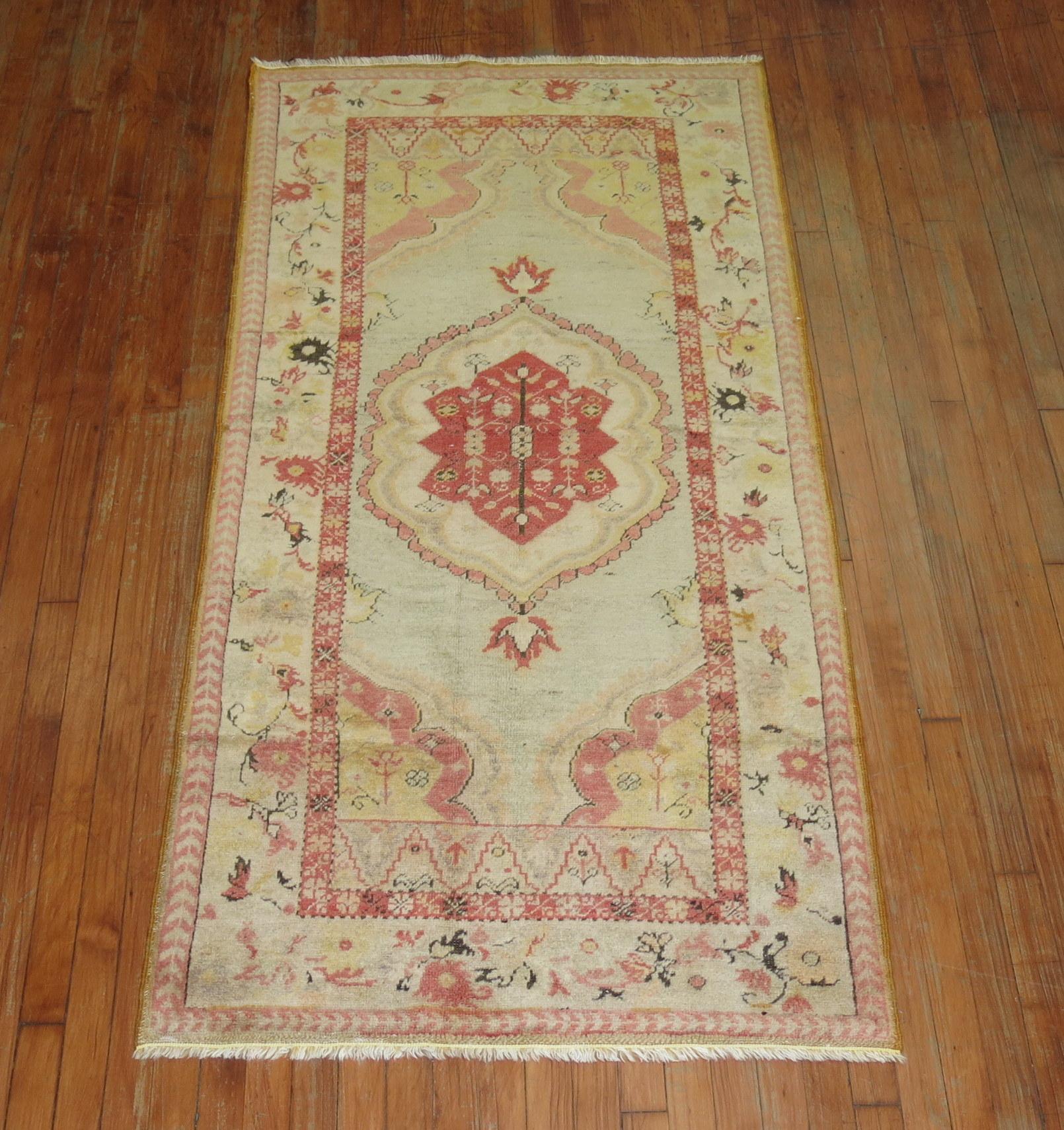 Small Antique Turkish Oushak Runner 2