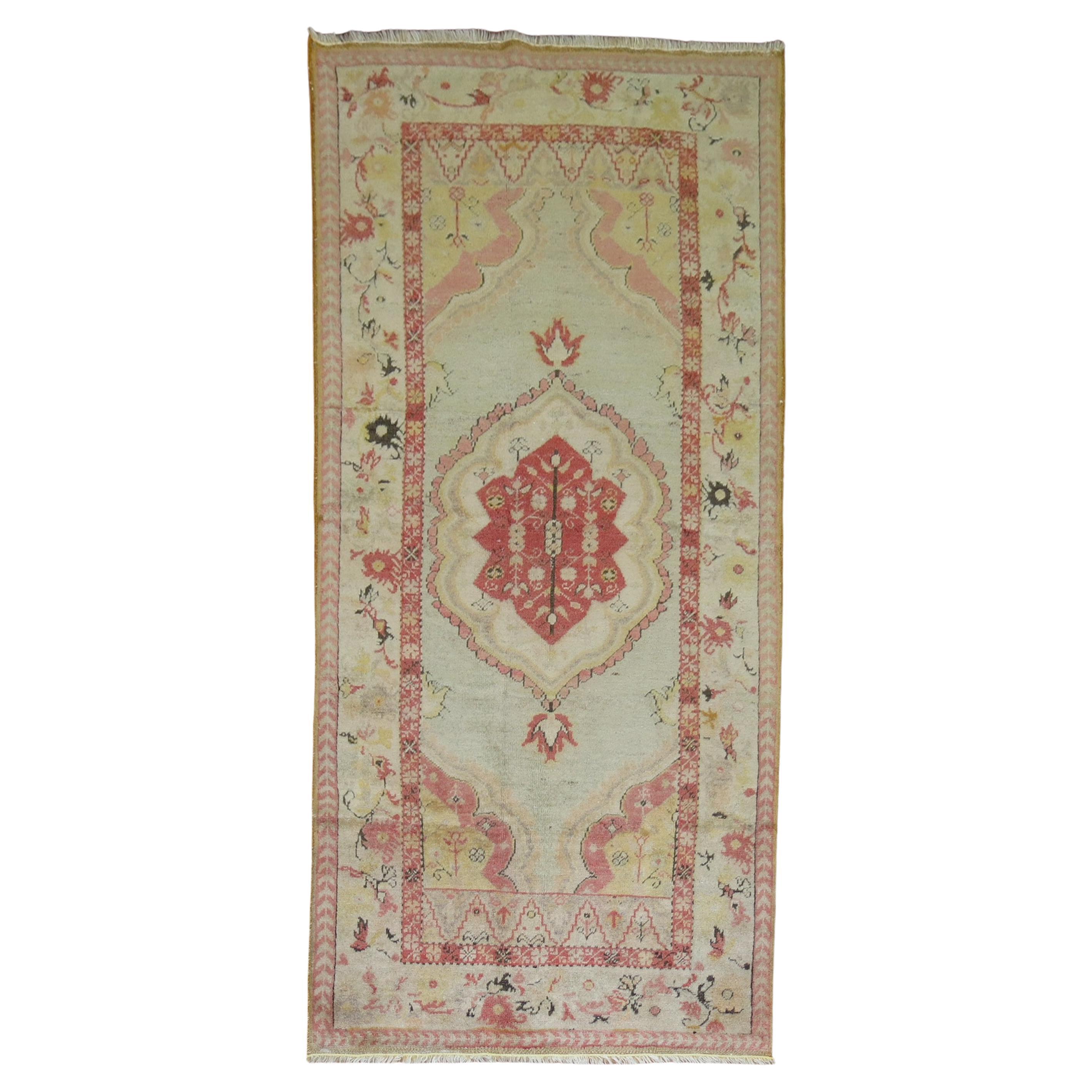 Small Antique Turkish Oushak Runner