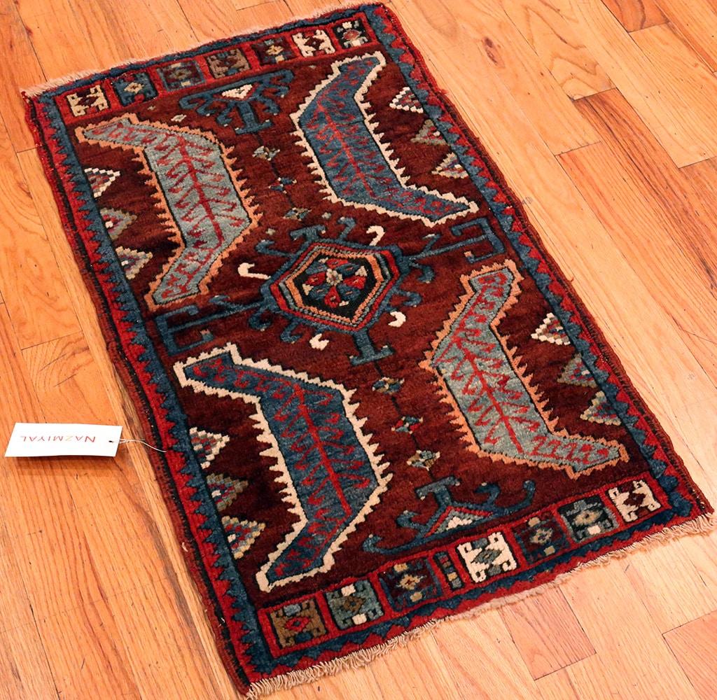 Wool Small Antique Turkish Yastic Rug. Size: 2 ft 1 in x 3 ft 3 in (0.63 m x 0.99 m)