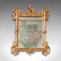 Petit miroir de coiffeuse ancien, italien, bois doré, habillage, victorien, vers 1890