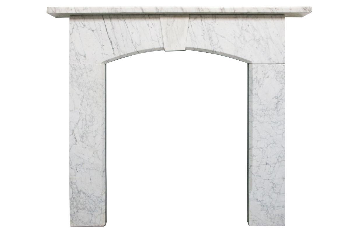 English Small Antique Victorian Carrara Marble Fireplace Surround