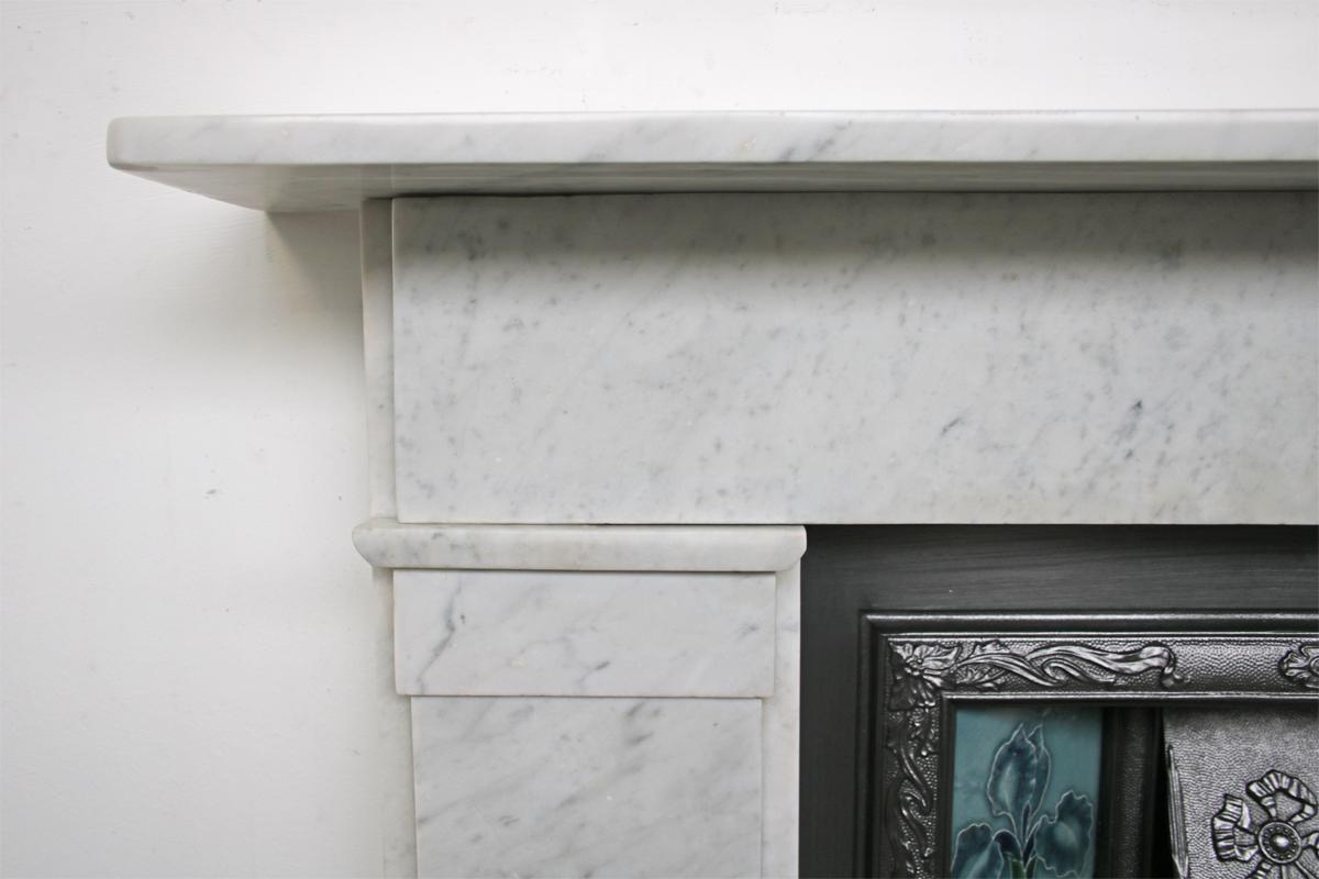 19th Century Small Antique Victorian Carrara Marble Fireplace Surround