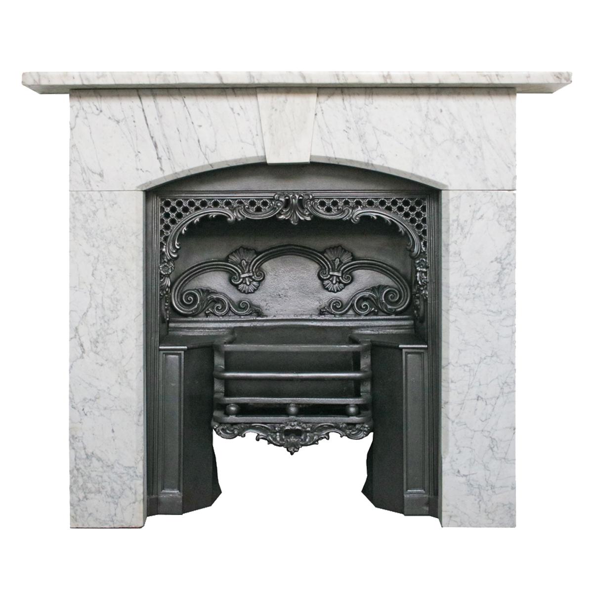 Small Antique Victorian Carrara Marble Fireplace Surround 1
