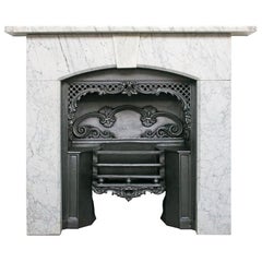 Small Antique Victorian Carrara Marble Fireplace Surround