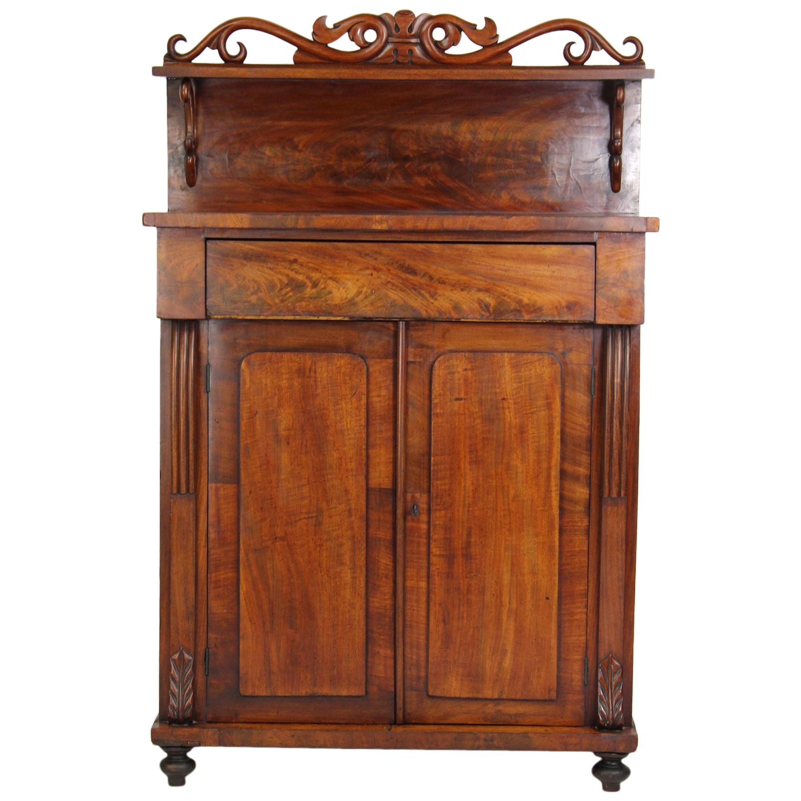Small Antique Victorian Mahogany Chiffonier Sideboard Credenza Cupboard Dresser For Sale
