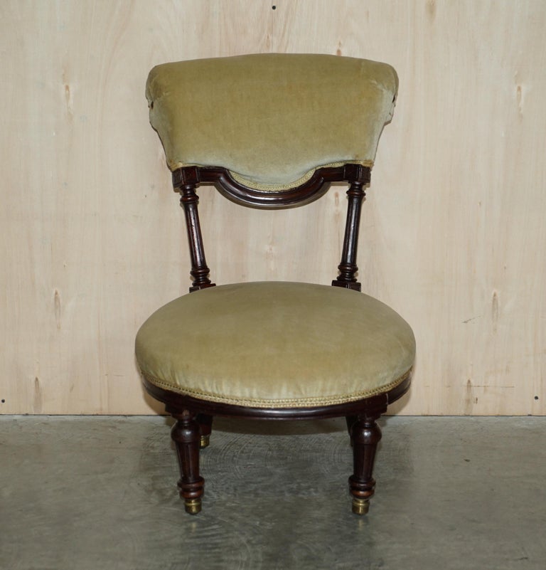 Small Antique Victorian Nursing Chair circa 1860 Carved Hardwood Frame For Sale at 1stDibs