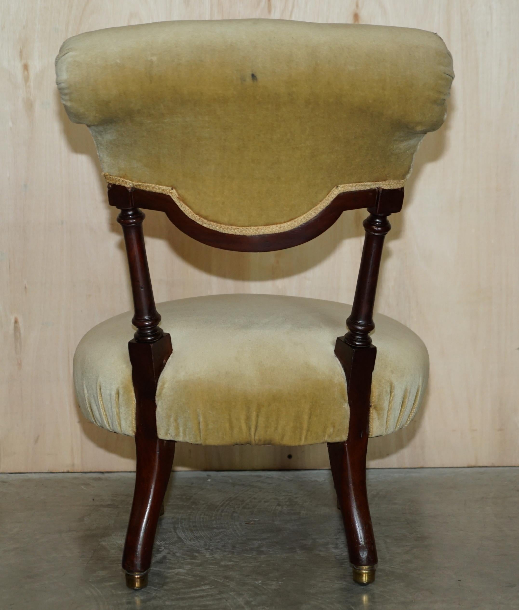 Hand-Crafted Small Antique Victorian Nursing Chair circa 1860 Carved Hardwood Frame For Sale
