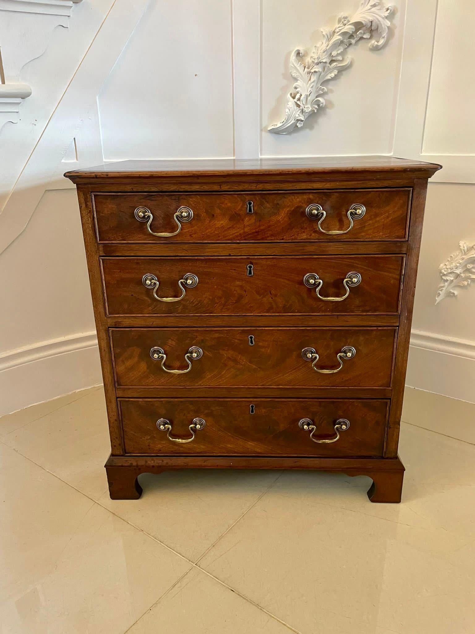 English Small Antique Victorian Quality Mahogany Chest of Drawers For Sale