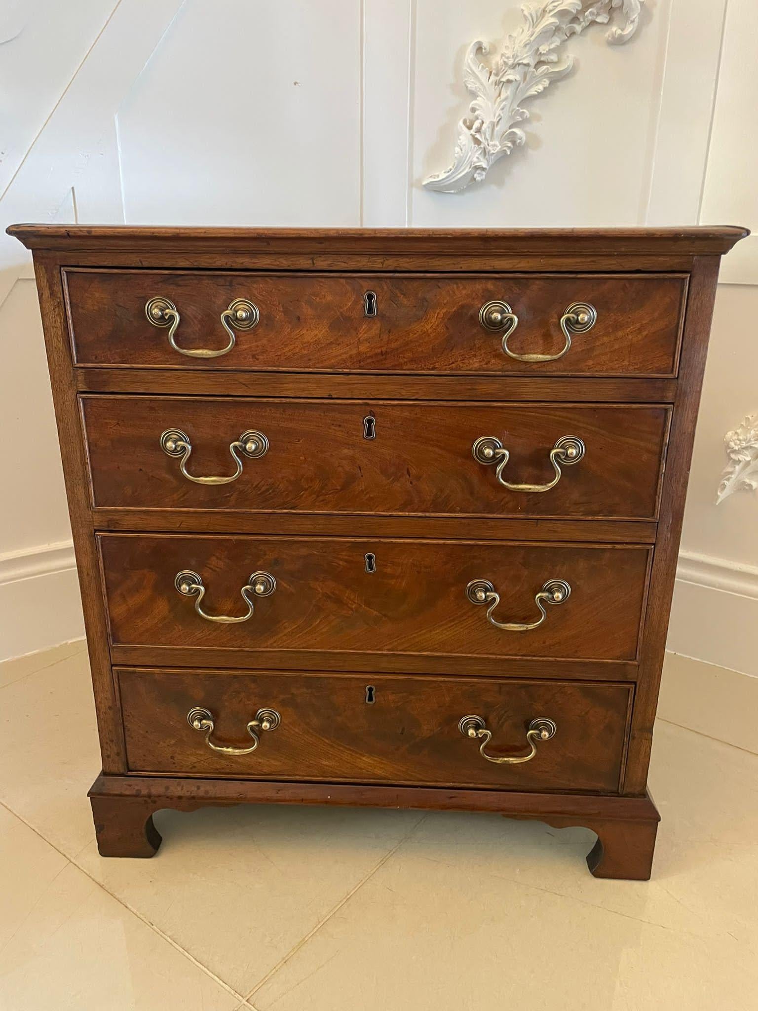 Late 19th Century Small Antique Victorian Quality Mahogany Chest of Drawers For Sale