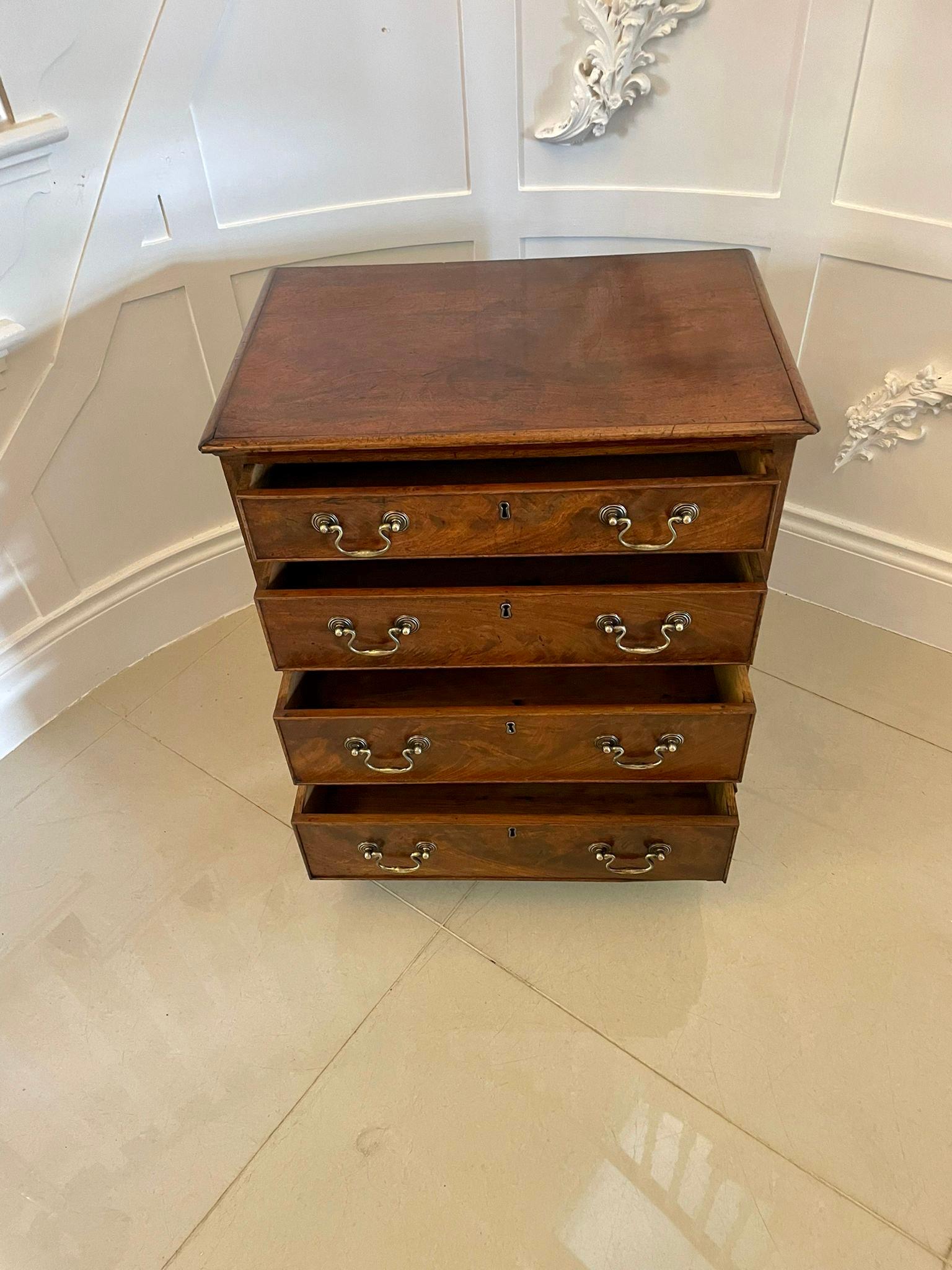 Brass Small Antique Victorian Quality Mahogany Chest of Drawers For Sale