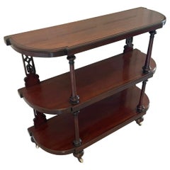 Small Antique Victorian Quality Mahogany Hall Dumb Waiter/Shelves