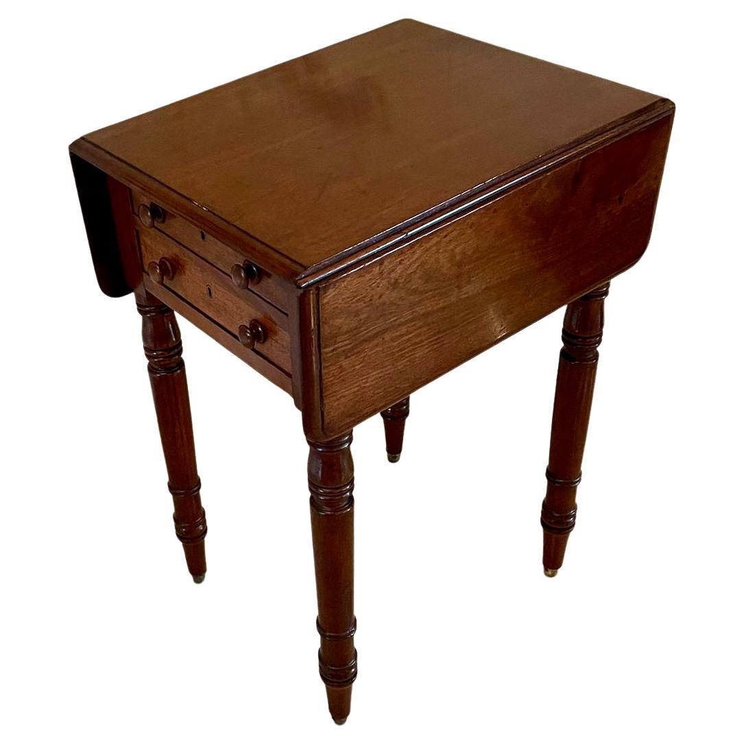 Small Antique Victorian Quality Mahogany Table with Two Drop Leaves For Sale