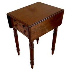 Small Antique Victorian Quality Mahogany Table with Two Drop Leaves