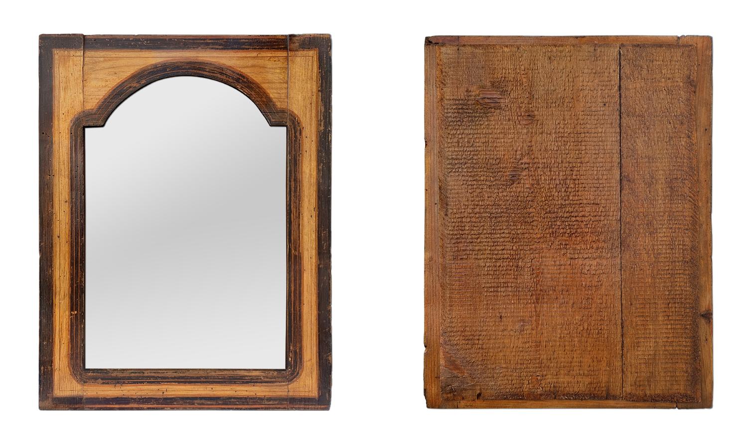 Hand-Crafted Small Antique Wall Mirror in Polychrome Wood, circa 1890 For Sale