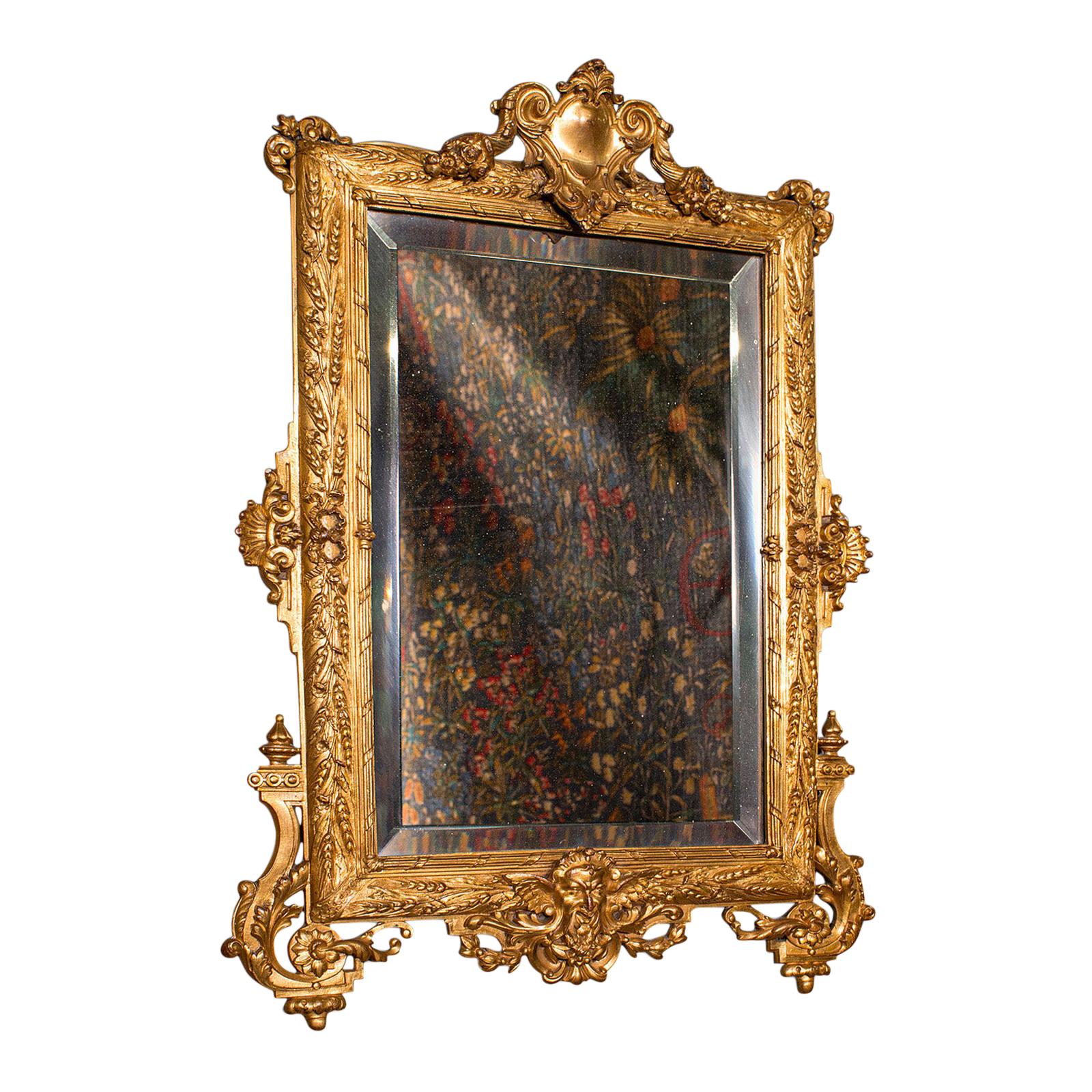 Antique Wall Mirror, MidSized, Italian, Gilt Frame, Vanity, 19th